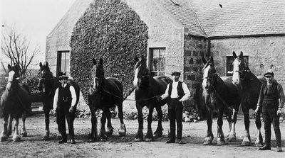 Horsemen at a farm at Hirn, Banchory