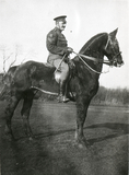 Portrait of officer from the Highland Brigade, Royal-Field-Artillery on horseback. 1914