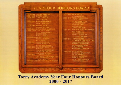 Torry Academy Year Four Honours Board 2000-2017