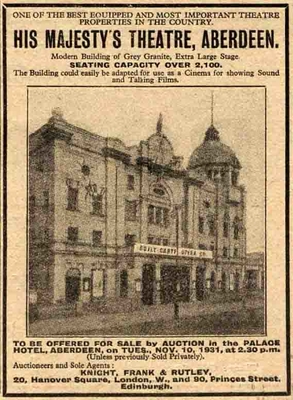 His Majesty's Theatre: 1931 sale