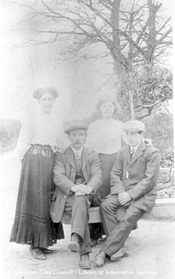 Outdoor portrait of two ladies and two men