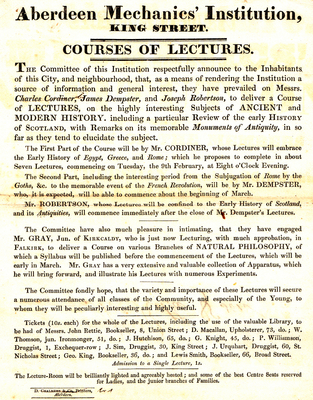 Aberdeen Mechanics' Institute - Courses of lectures