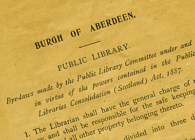 Treasure 3: Aberdeen Public Library Bye-laws, 1906 