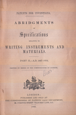 Treasure 28: Patents for inventions - Abridgments of specifications 