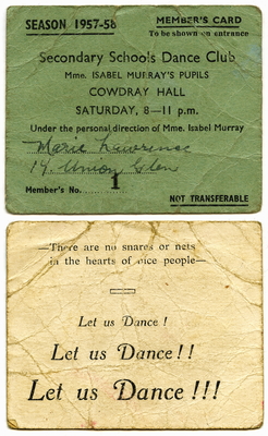 Secondary Schools Dance Club, 1957-58 