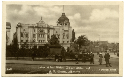 Prince Albert Statue, Wallace Statue, and H. M. Theatre, Aberdeen