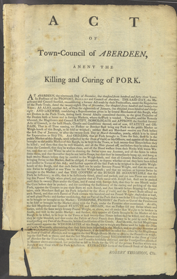 Act of Town-Council of Aberdeen, anent the killing and curing of pork